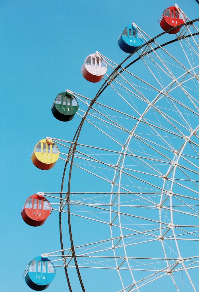 ge7529d945c02a2c6cce7af9db1bbee6954ca1c5f1b680429e1d7648a7e1e7814c23872025da0b27e080da965737399d16600bb6b0929b5b757360c4b4c0a12d0_1280-8428738 ferris wheel, amusement park, ride, adventure, outdoors, nature, sky, urban